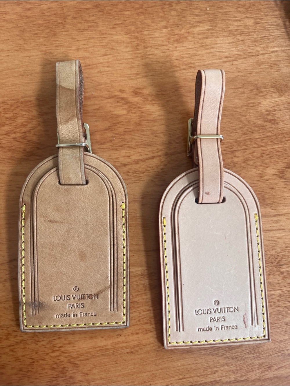 Set of 2 Authentic Louis Vuitton Vachetta Leather Luggage Tags - No Initials